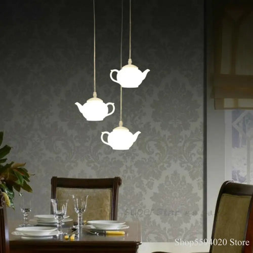 lustre créatif postmoderne en forme de théière décoratif suspendu - vue 6 sur 6