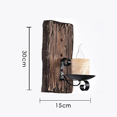 applique murale industrielle nostalgique en bois pour bar café - vue 9 sur 8