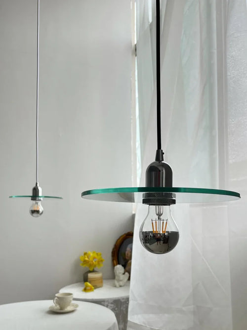 lustre rétro en verre clair suspendu pour décoration café bar - vue 5 sur 6