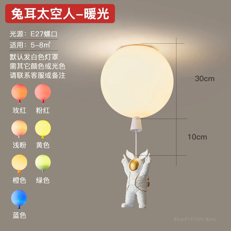 plafonnier led nordique créatif astronaute ballon pour enfants - vue 15 sur 21