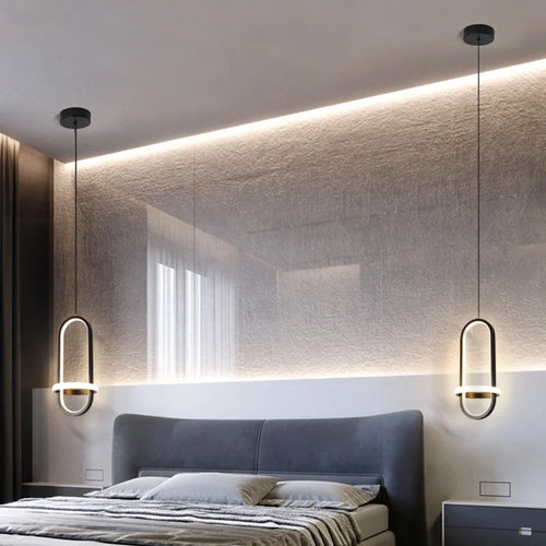 suspension moderne en or led décorative d'intérieur - vue 4 sur 8