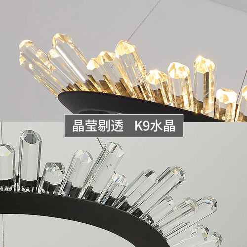 lustre de luxe nordique post-moderne en cristal naturel - vue 6 sur 12