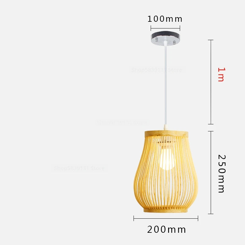 luminaire suspendu en bambou chinois pour restaurant hôtel - vue 18 sur 29