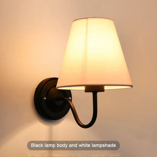 applique murale rétro américaine en tissu avec abat-jour européen led - vue 10 sur 14