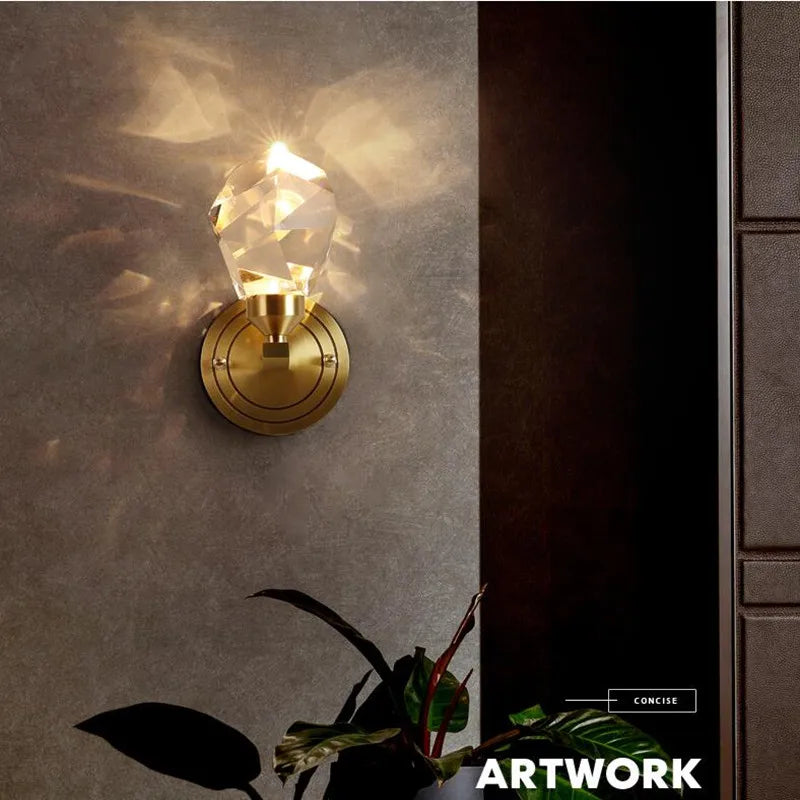 applique murale en cristal et cuivre design moderne pour intérieur élégant - vue 3 sur 7