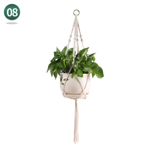 panier suspendu en macramé pour plantes artisanales décoration intérieure - vue 13 sur 18