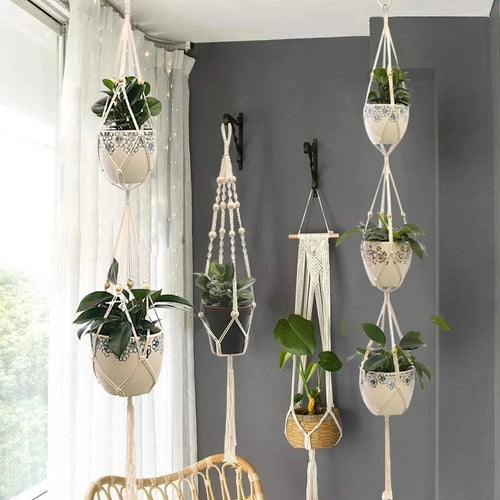 suspension en macramé pour pots de fleurs décoratifs - vue 3 sur 20