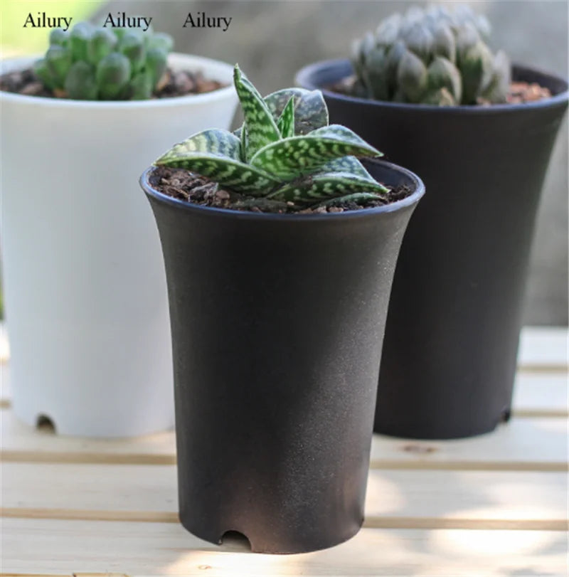 plante succulente pot en plastique épais style vintage rond - vue 4 sur 7
