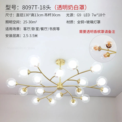 lustre led moderne nouvelle lampe suspension moléculaire nordique - vue 9 sur 14