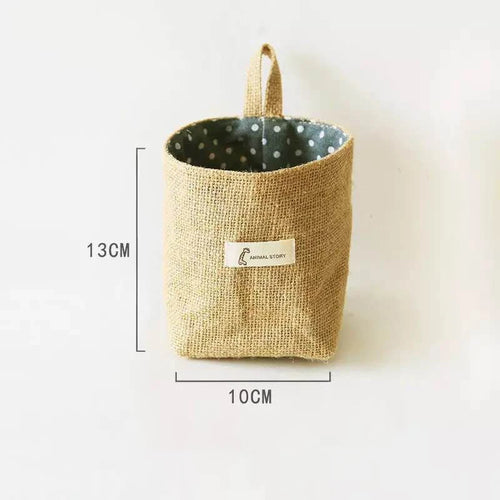panier de rangement en jute coton et lin avec poignée - vue 9 sur 9