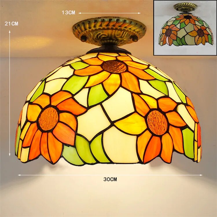 Plafonnier Led en verre créatif moderne avec ampoule 7W E27 - vue 14 sur 30