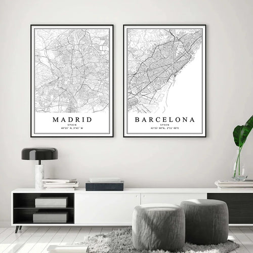 carte artistique des villes espagnoles pour décoration intérieure - vue 3 sur 12
