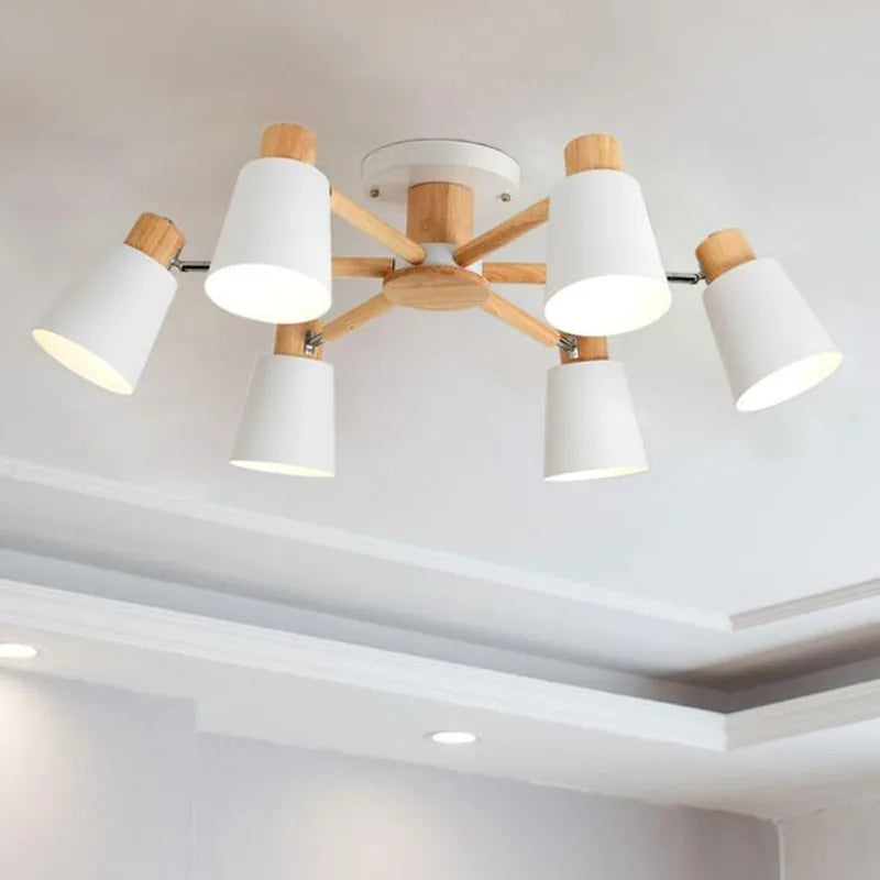 lustre nordique en bois massif simple et moderne - vue 5 sur 18