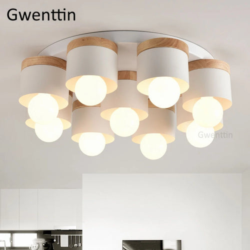 plafonnier moderne en bois et fer pour décoration intérieure - vue 2 sur 9