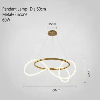Creative Line Pendant Lamp with 360 degree Lighting for Bedroom Living room Dining room Kitchen lighting - vue 9 sur 11