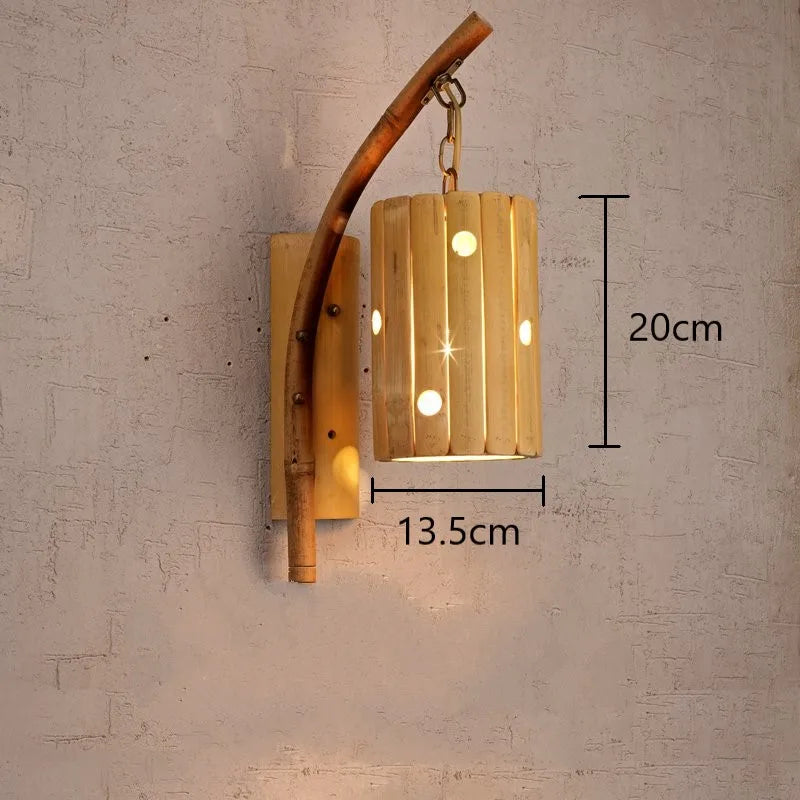 applique murale rétro en bambou tissé style japonais - vue 9 sur 10
