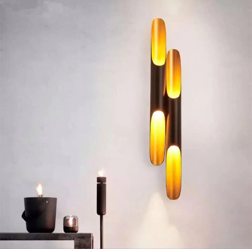 Nouvelle réplique ravissante applique murale Coltrane LED aile de tuyau en aluminium 2 lumières noir doré E27 applique murale - vue 5 sur 20