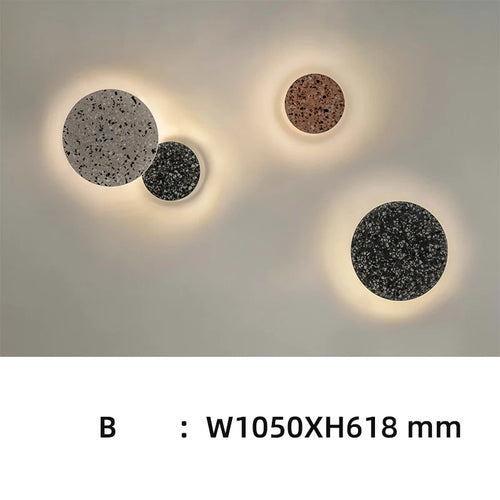 Applique extérieure LED étanche jardin rond intérieur Terrazzo &amp; acrylique décoration fond applique murale terrasse éclairage mural - vue 15 sur 15