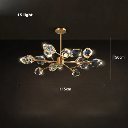 lustre en cristal et cuivre style art déco design moderne - vue 22 sur 22
