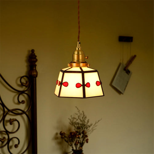 suspension rétro en verre teinté style japonais pour décoration intérieure - vue 6 sur 9