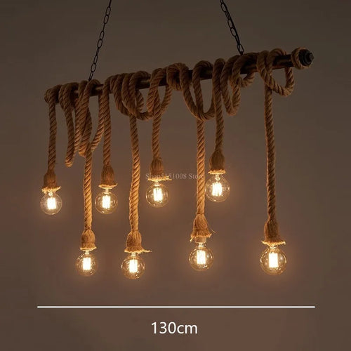 lumière suspendue style industriel rétro avec corde de chanvre - vue 9 sur 9
