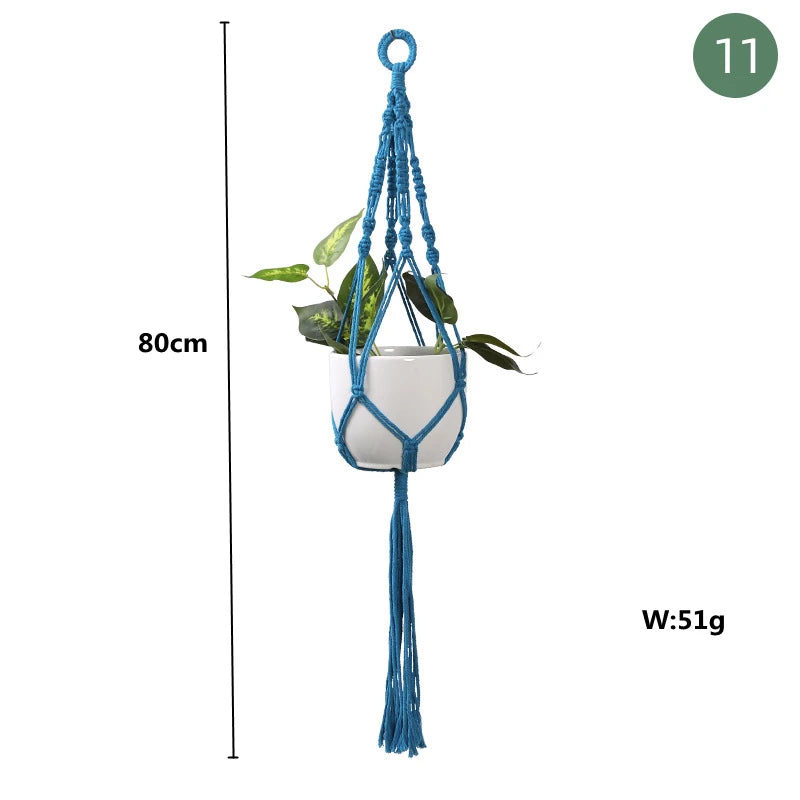 paniers suspendus en macramé pour plantes et décoration - vue 14 sur 30