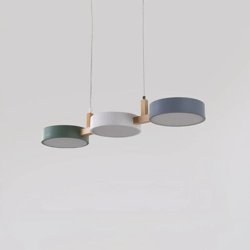 lustre nordique led moderne en bois et métal - vue 5 sur 8