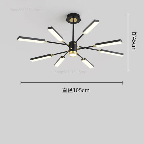 lustre d'art nordique moderne en fer avec éclairage led