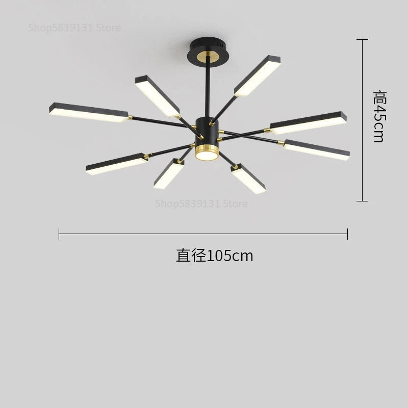 lustre d'art nordique moderne en fer avec éclairage led