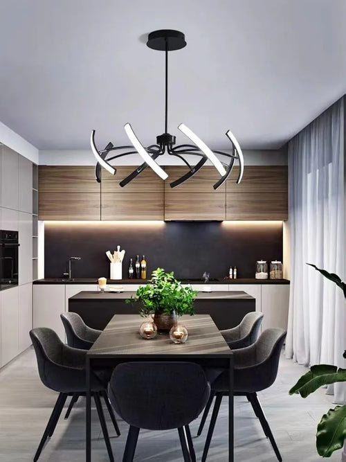 lustre nordique de luxe led design créatif atmosphérique villa - vue 6 sur 10