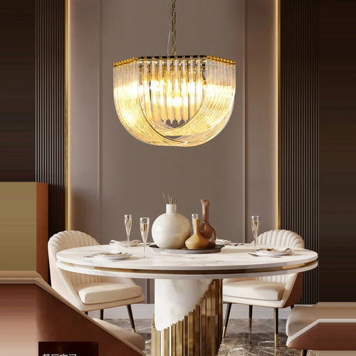 lustre suspendu design en chrome et argent pour éclairage moderne - vue 3 sur 15