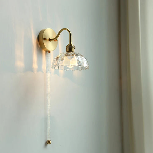 applique murale nordique moderne LED lampe à côté de l'interrupteur à chaîne chambre salle de bain miroir escalier lumière verre cuivre - vue 7 sur 23