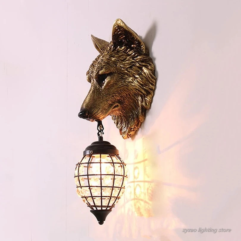 applique murale en résine tête de loup pour décoration intérieure - vue 3 sur 7