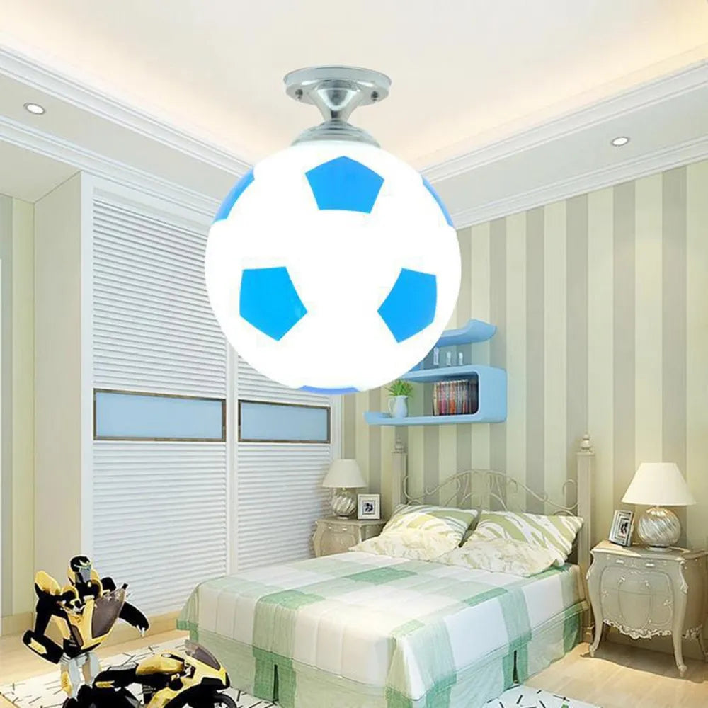 Ballon de Football LED plafonniers 220V E27 Football Bar Club plafonnier créatif enfants garçon chambre décoration luminaire - vue 10 sur 10