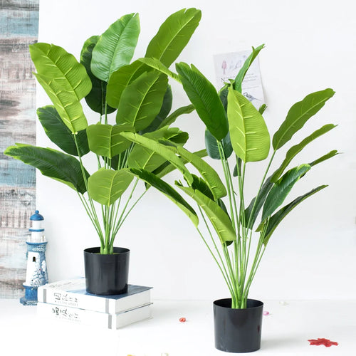 plantes tropicales bananier artificiel avec feuilles de palmier décoratives - vue 3 sur 10