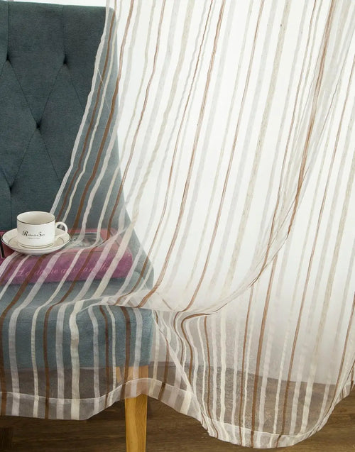 Voilage rayé style européen pour salon ou chambre - vue 10 sur 9