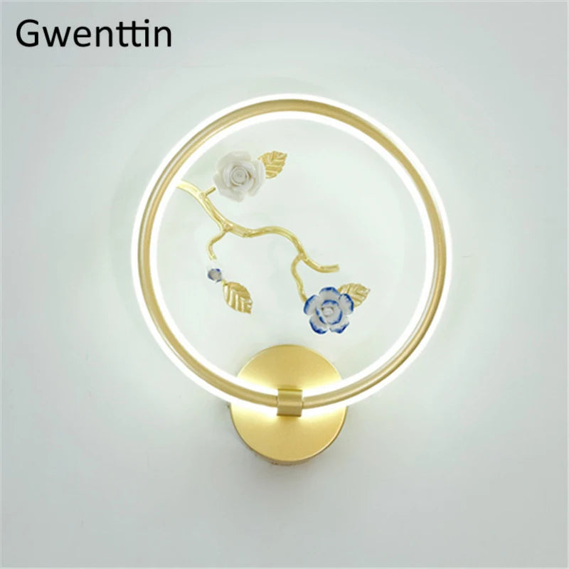 applique murale ronde à led fleur et oiseau décoratif pour intérieur - vue 15 sur 20