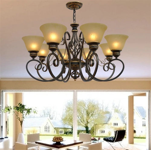 lustre vintage en fer forgé style européen éclairage rétro - vue 3 sur 6