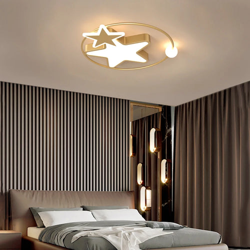 plafonnier led étoile dorée éclairage créatif nordique pour intérieur - vue 6 sur 7