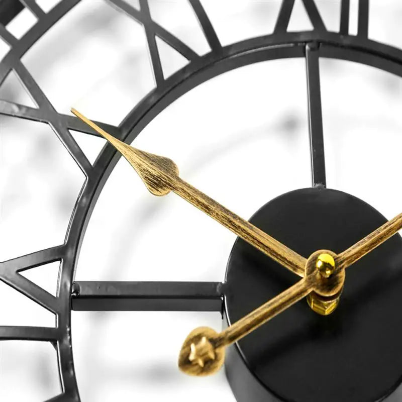 horloge murale en métal chiffres romains décorative silencieuse - vue 4 sur 7