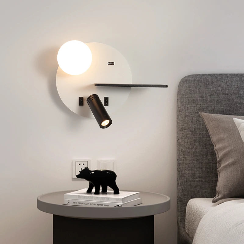 applique murale modernes minimalistes avec usb angle réglable - vue 5 sur 10