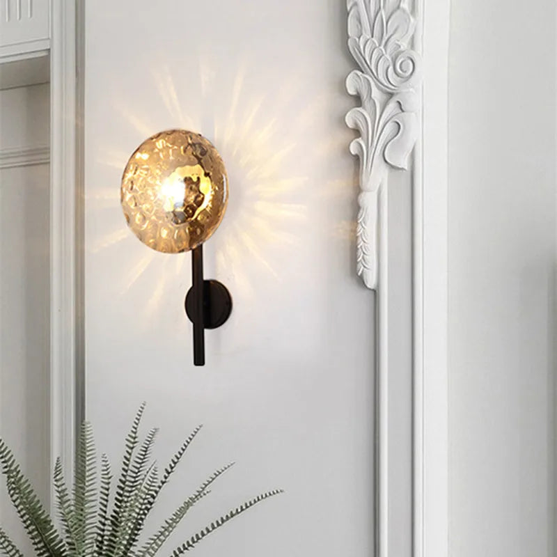 applique murale ceto design rétro en verre rond luxe intérieur - vue 1 sur 12