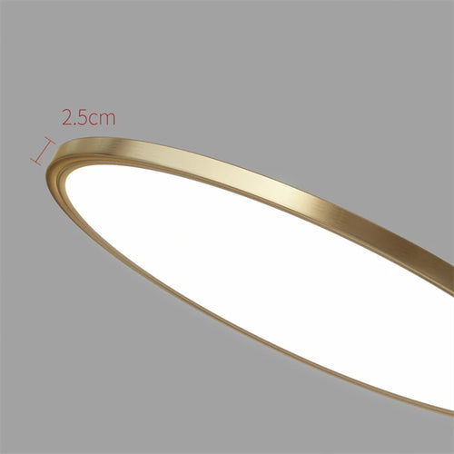 plafonnier led rond minimaliste en cuivre pour allée couloir - vue 5 sur 6