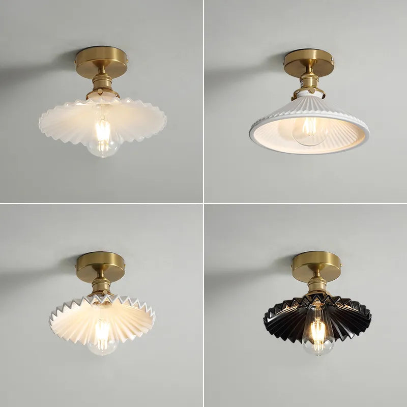 plafonnier nordique cuivre LED luminaires interrupteur chambre salon escalier lumière Plafon montage Flount en céramique éclairage à la maison - vue 6 sur 10