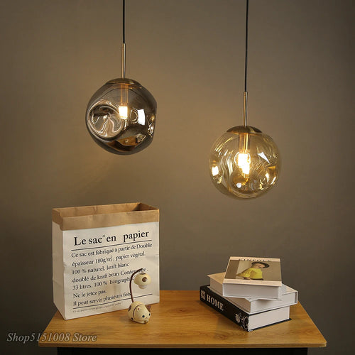 lampe suspendue design nordique boule de verre pour loft bar maison - vue 2 sur 9