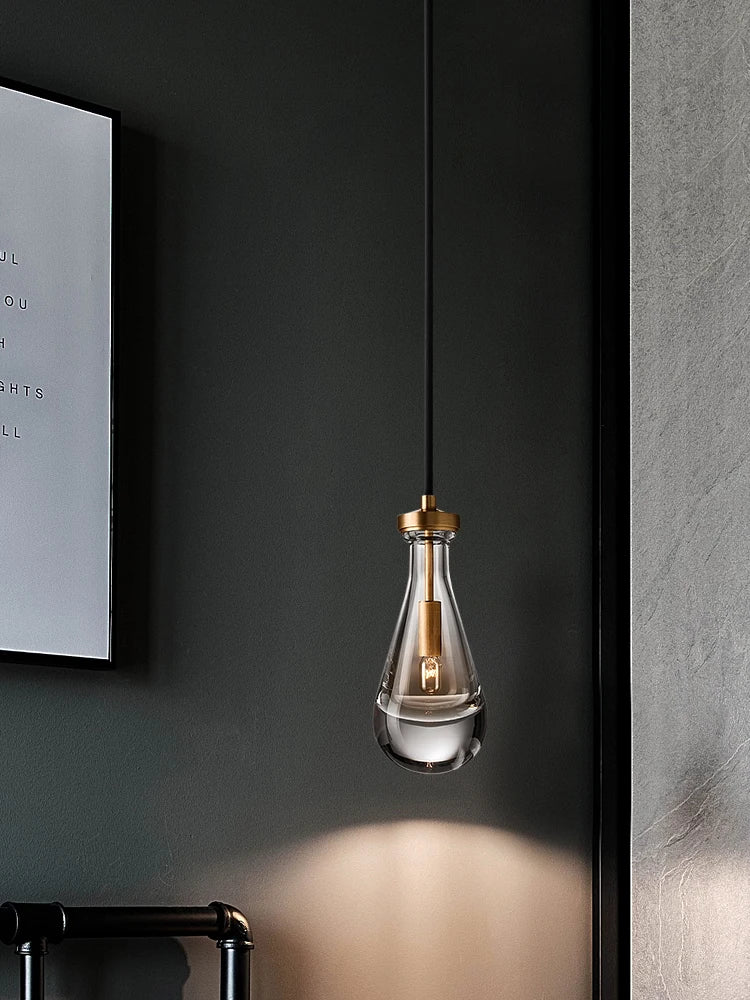lustre moderne simple en verre de cuivre de luxe à tête unique - vue 2 sur 7
