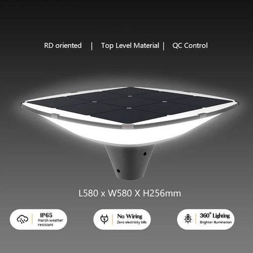 lampadaire extérieur solaire éclairage 360 éventail avec capteur crépuscule-aube - vue 3 sur 4