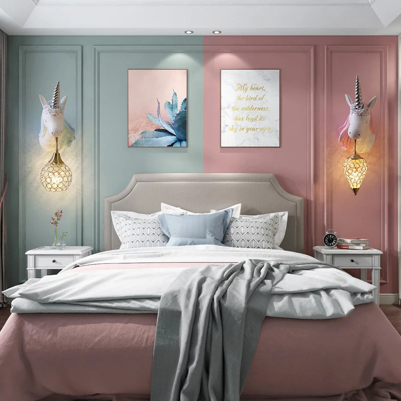 Applique murale résine LED licorne chambre fille princesse - vue 4 sur 23