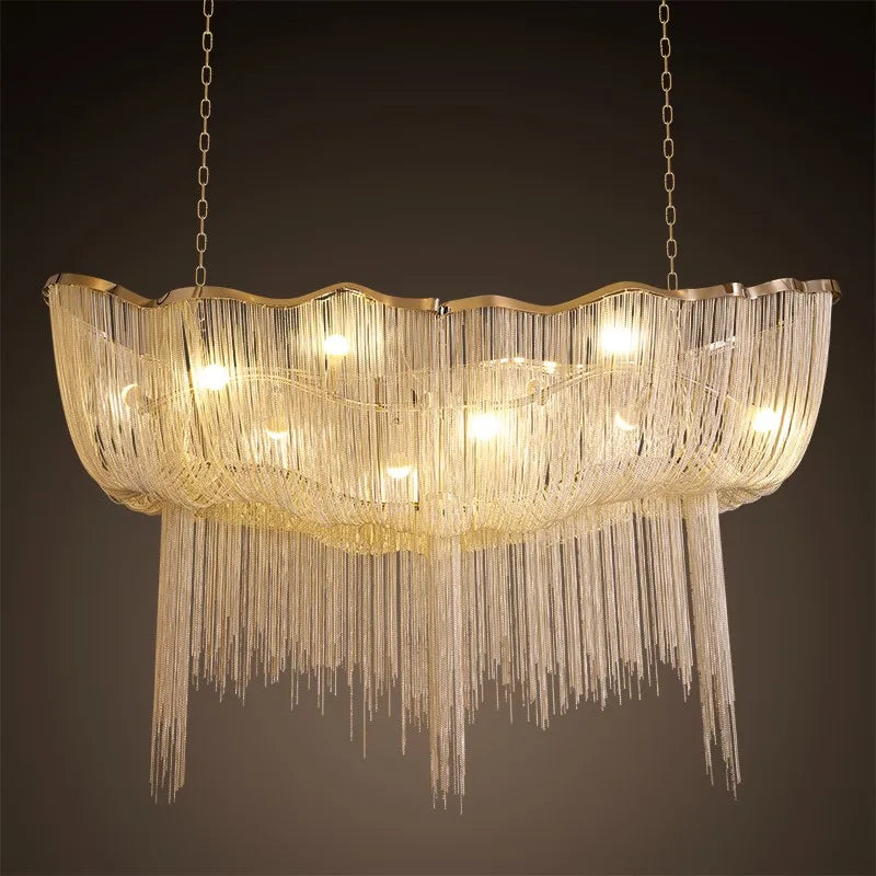 suspension moderne à pampilles en aluminium pour éclairage décoratif intérieur - vue 1 sur 8