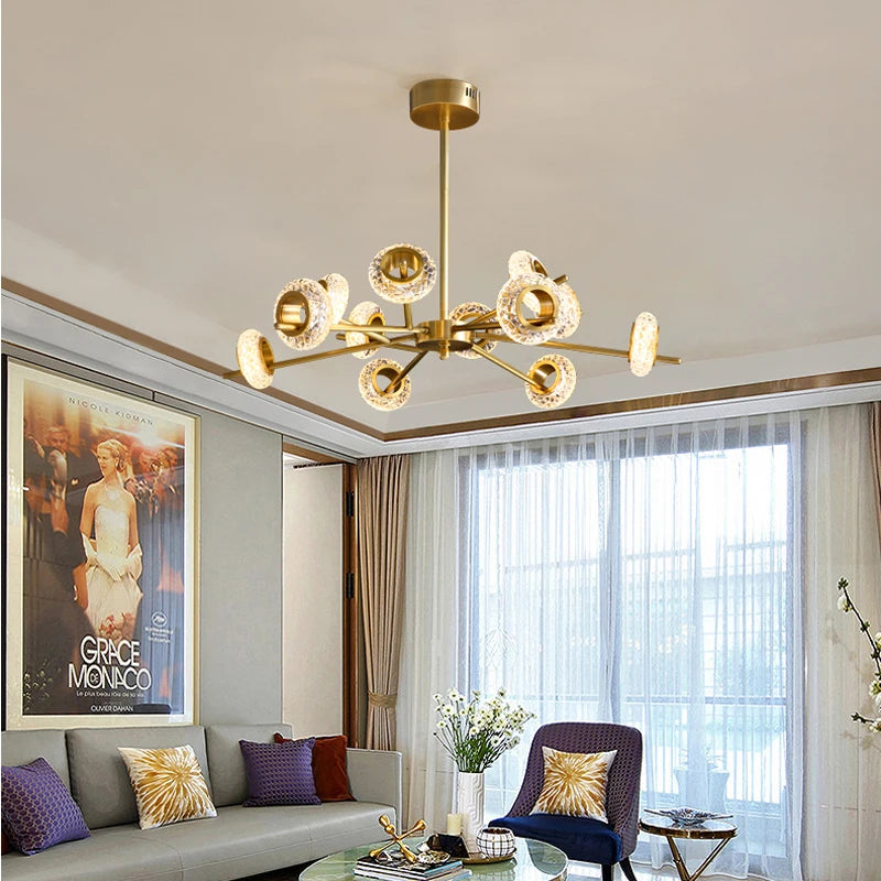 lustre de luxe en cuivre design minimaliste pour éclairage créatif - vue 4 sur 10